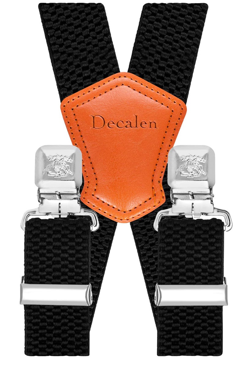 Decalen Mens Suspenders Very Strong Clips Heavy Duty Braces Big and Tall X Style (Black 1) - Image 2